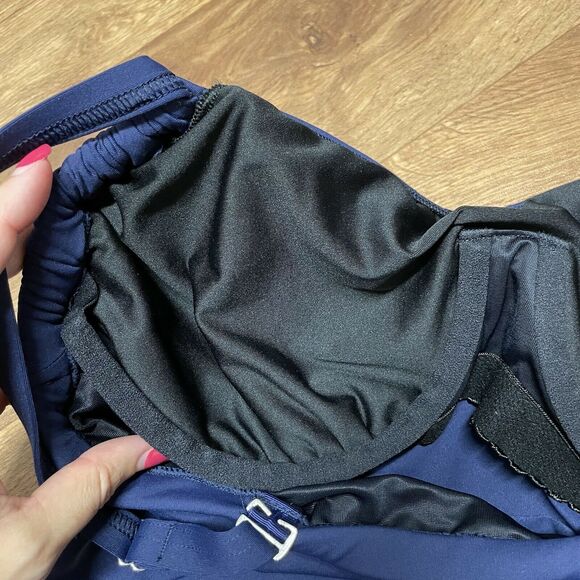 Lands End Womens Size 6DD Tankini Swimsuit Top Navy Blue Solid Underwire Ruched - Picture 5 of 6